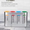 4 Compartment 160L Stainless Steel Waste Bin