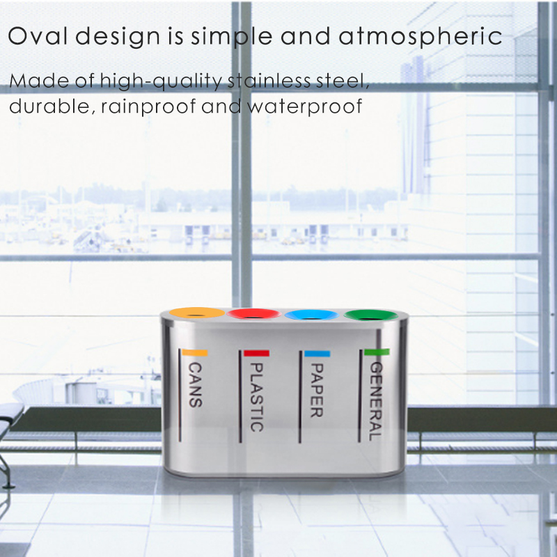 4 Compartment 160L Stainless Steel Waste Bin