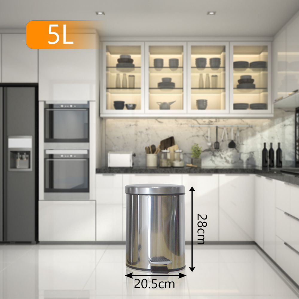 Indoor Stainless Steel Pedal Trash Can