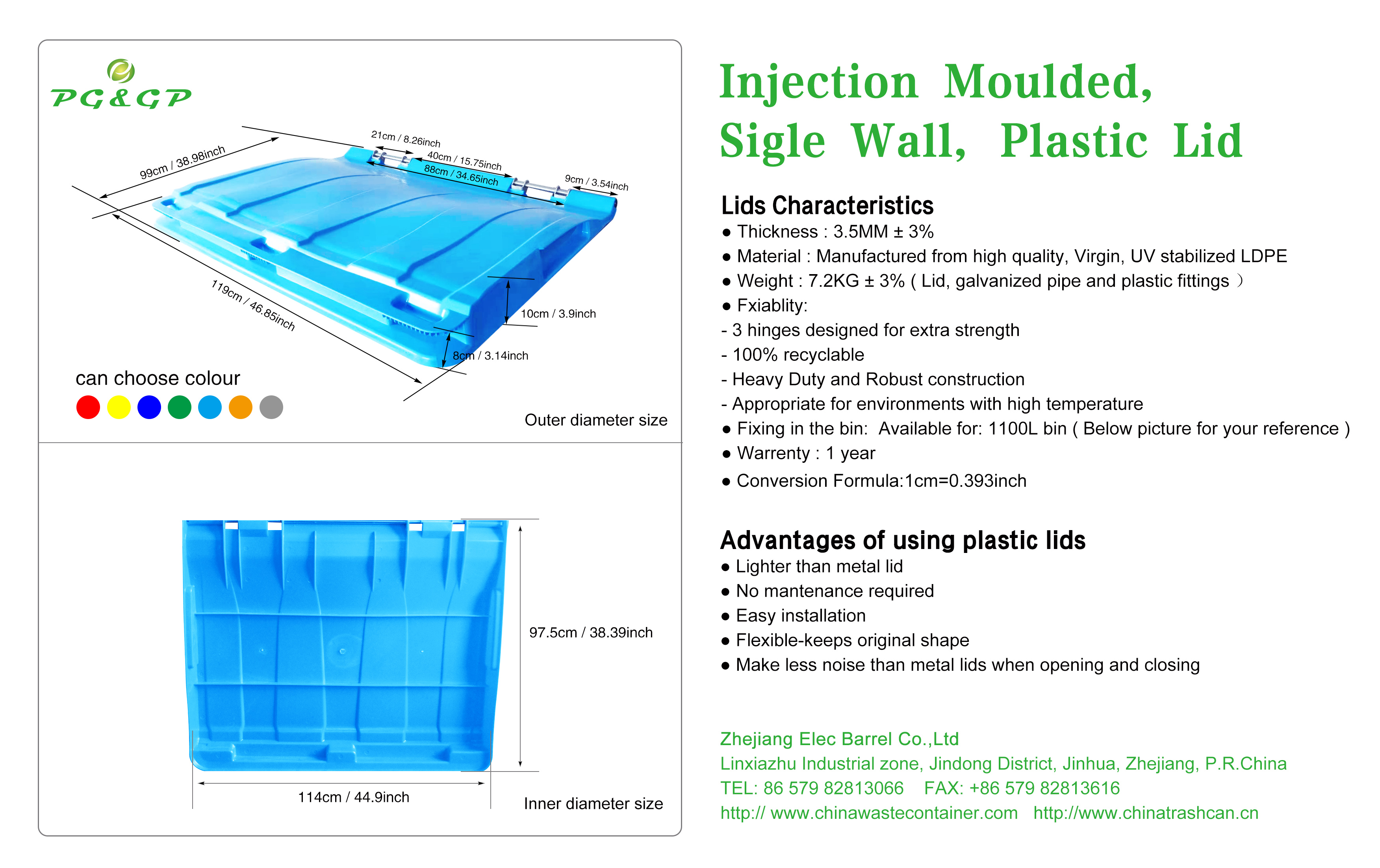Big Plastic Lid for Waste Bin