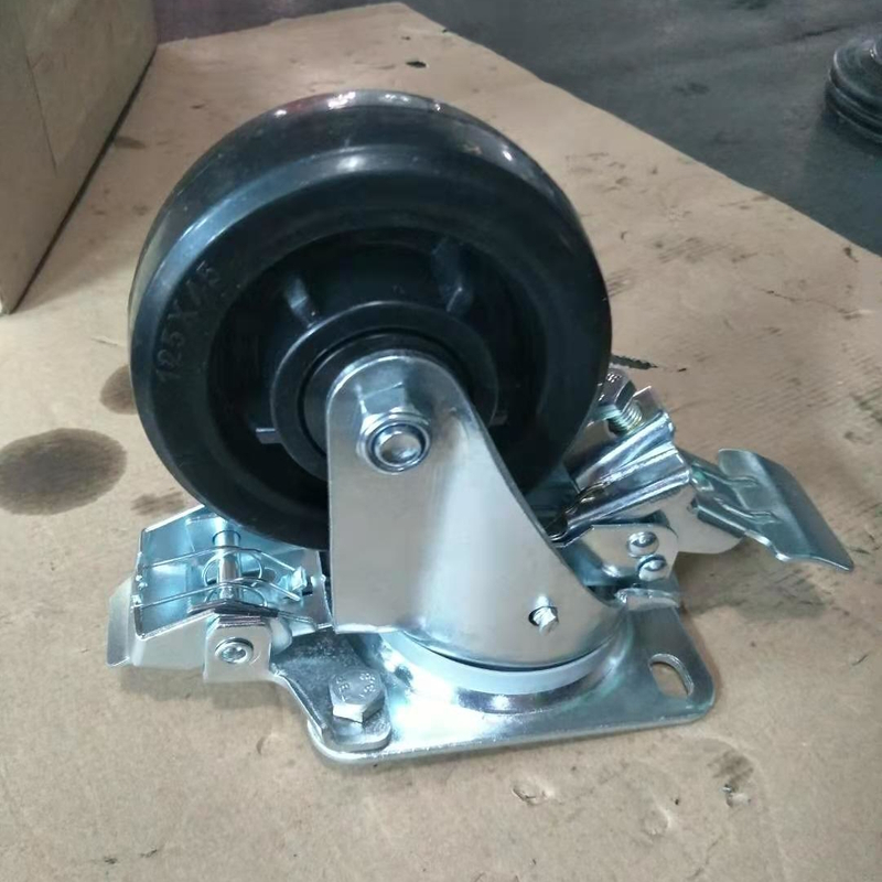 Industrial heavy duty 8 inch rubber casters wheel with Brackets