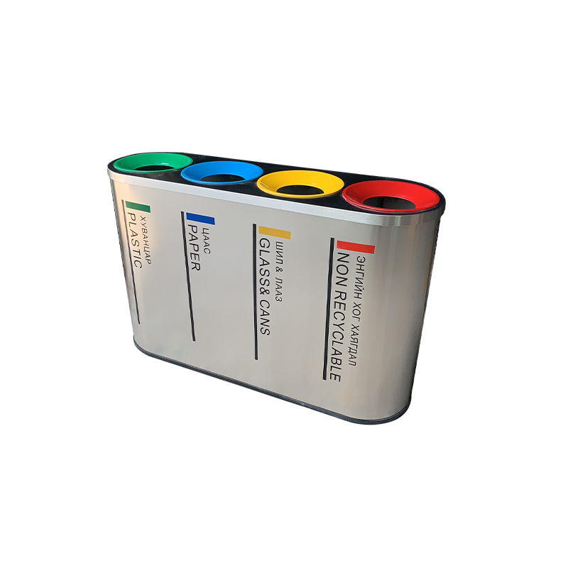 4 Compartment 160L Stainless Steel Waste Bin